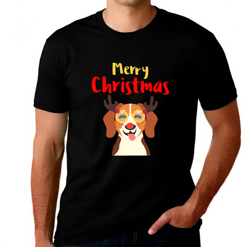 Funny Dog Reindeer Big and Tall Christmas Shirts for Men Plus Size Christmas Pajamas for Men Plus Size