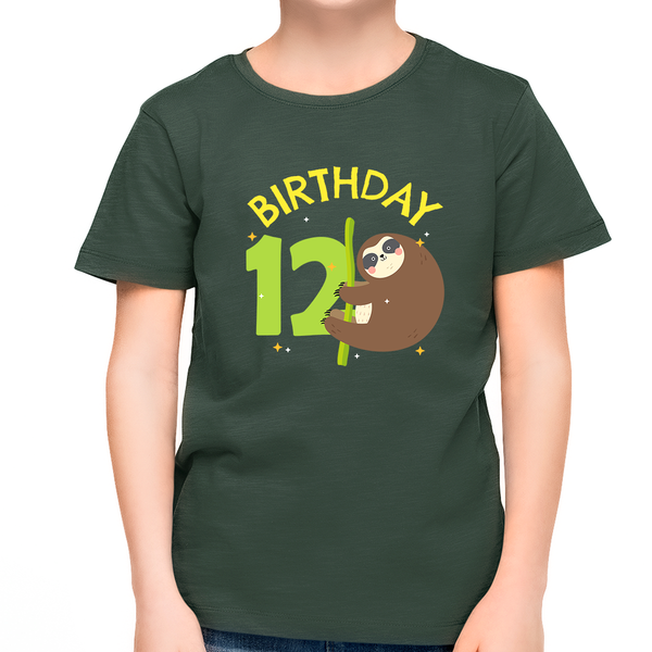 12 Year Old Birthday Boy Shirt Sloth 12th Birthday Outfit Boys Birthday Shirt Boy Happy Birthday Shirt