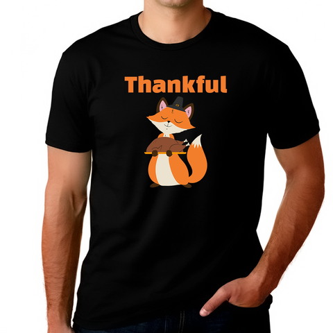 Funny Fox Big and Tall Thanksgiving Shirts for Men Plus Size Thankful Shirts for Men Plus Size Fall Shirt