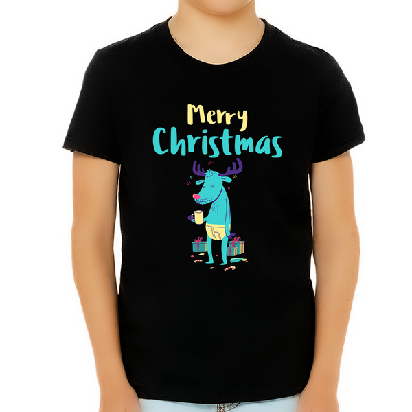 Funny Reindeer Kids Christmas Shirts for Boys Christmas Tshirt Funny Christmas Shirt Christmas Gifts