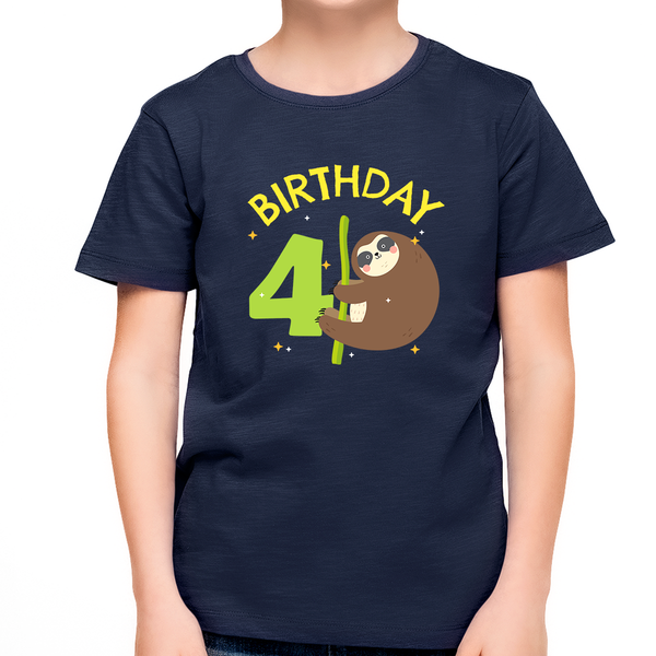 4 Year Old Birthday Boy Shirt Sloth 4th Birthday Outfit Boys Birthday Shirt Boy Happy Birthday Shirt