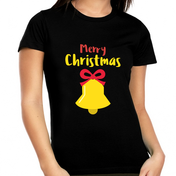 Jingle Bell Womens Christmas Shirt Funny Christmas Pajamas for Women Plus Size Christmas Clothes for Women