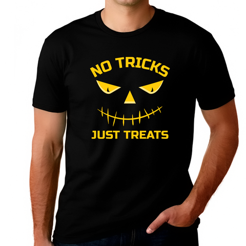 No Tricks Just Treats Big Tall Halloween Shirt Men Plus Size Mens Funny Plus Size Halloween T Shirts for Men