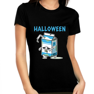 Mad Milk Halloween Shirts for Women Halloween Tops Spooky Food Halloween Tshirts Women Halloween Shirt