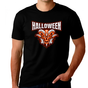 Devil Skull Shirt Mens Halloween Shirt Plus Size 1XL 2XL 3XL 4XL 5XL Evil Big Tall Halloween Shirts for Men