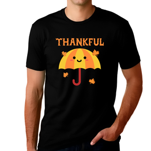 Funny Mens Thanksgiving Shirt Umbrella Shirt Thankful Shirts for Men Fall Graphic Tees Thanksgiving Shirts