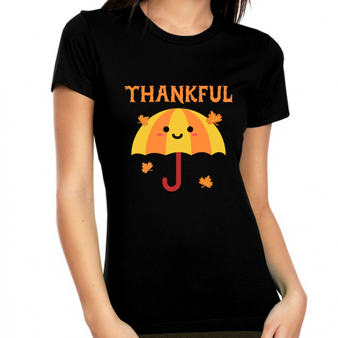 Funny Womens Thanksgiving Shirt Umbrella Shirt Thankful Shirts for Women Fall Shirt Thanksgiving Shirts