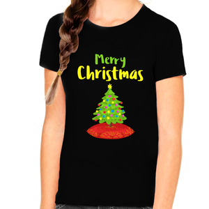 Kids Christmas Tree Funny Christmas Shirts for Girls Christmas Tshirt Christmas Gift Kids Christmas Shirt