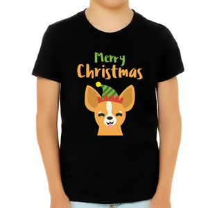 Funny Chihuahua Kids Christmas Shirt Boys Christmas T-Shirt Cute Christmas Gift Kids Christmas Shirt