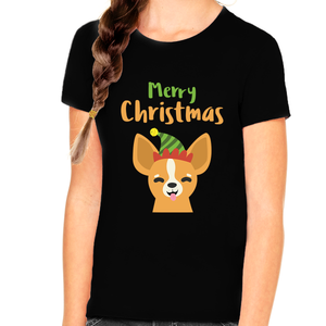 Funny Chihuahua Kids Christmas Shirt Girls Christmas T-Shirt Cute Christmas Kids Christmas Shirt