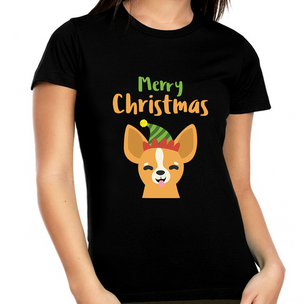 Funny Chihuahua Womens Plus Size Christmas Pajamas Christmas T-Shirt Christmas PJs Womens Christmas Shirt
