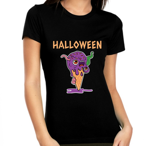 Mad Ice Cream Womens Halloween Shirts Spooky Food Halloween Shirts for Women Halloween Costumes for Women