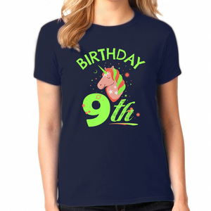 9th Birthday Girl 9 Year Old Girl 9th Birthday Unicorn Shirts for Girls Cute Birthday Girl Shirt