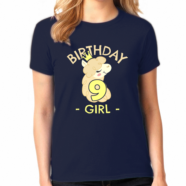 9th Birthday Shirt Girls Birthday Shirt Llama 9th Birthday Shirts for Girls Cute Birthday Girl Shirt