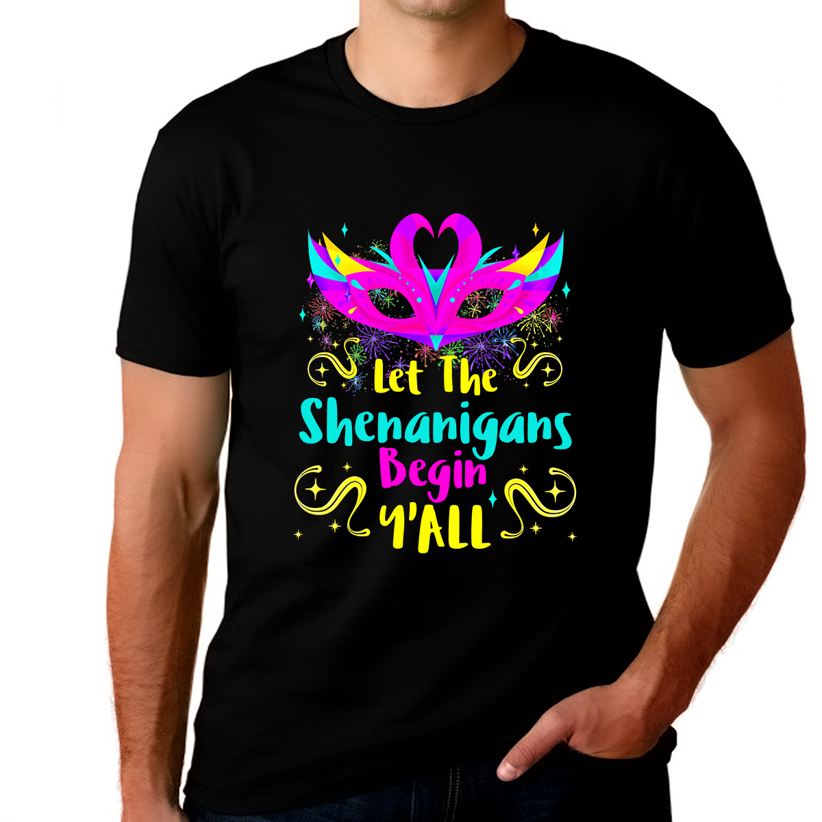 Big and Tall Mardi Gras Shirt for Men Plus Size Let The Shenanigans Begin Yall Mardi Gras Outfit for Men