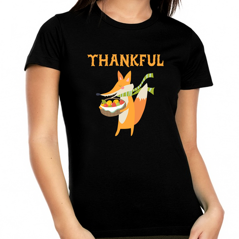 Womens Thanksgiving Shirt Cute Fox Shirt Plus Size Fall Shirt Funny Thanksgiving Shirts for Women Plus Size