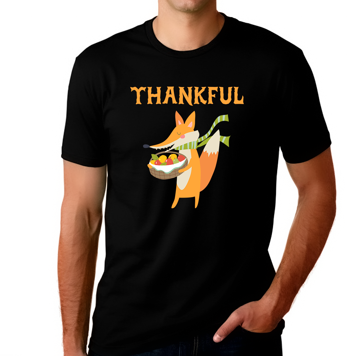 Mens Thanksgiving Shirt Cool Fox Shirt Fall Shirt Thankful Shirts for Men Funny Thanksgiving Shirts