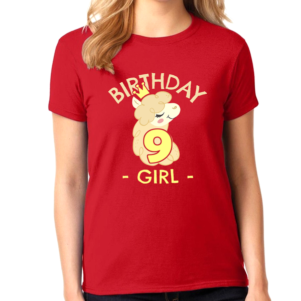 9th Birthday Shirt Girls Birthday Shirt Llama 9th Birthday Shirts for Girls Cute Birthday Girl Shirt