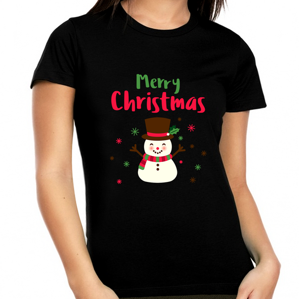 Snowman Funny Plus Size Christmas Shirts for Women Plus Size Cute Womens Christmas Pajamas Christmas Shirt