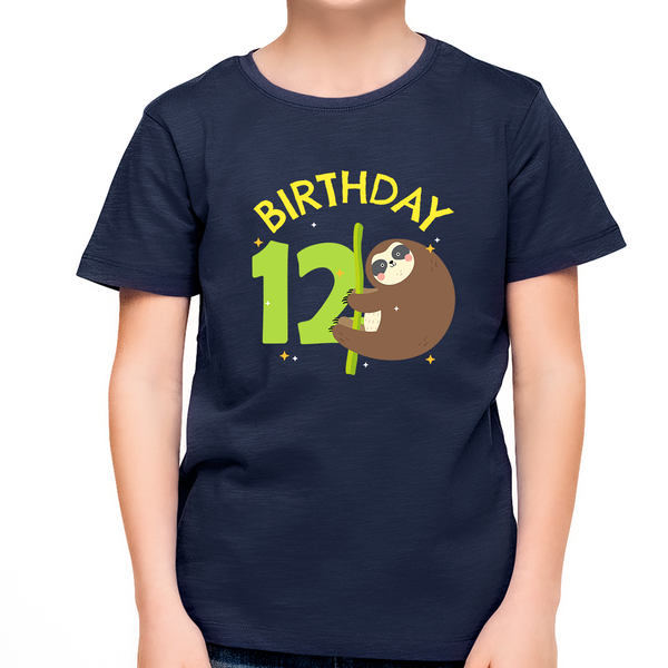 12 Year Old Birthday Boy Shirt Sloth 12th Birthday Outfit Boys Birthday Shirt Boy Happy Birthday Shirt