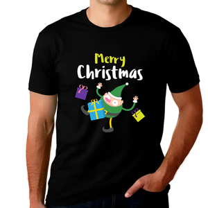 Funny Elf Christmas Tshirt Mens Plus Size Christmas Pajamas Funny Christmas Shirts for Men Plus Size