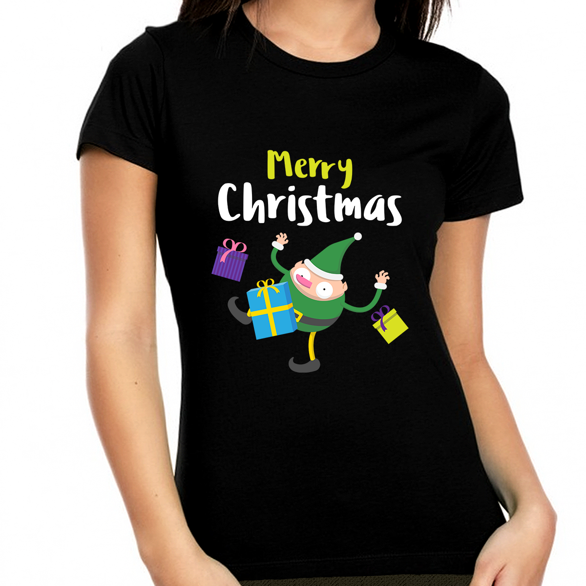 Funny Elf Christmas Tshirt Womens Christmas Pajamas Funny Christmas TShirt for Women Funny Christmas Shirt