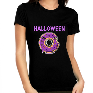 Mad Donut Halloween Shirts for Women Spooky Food Womens Halloween Shirts Halloween Tops for Women