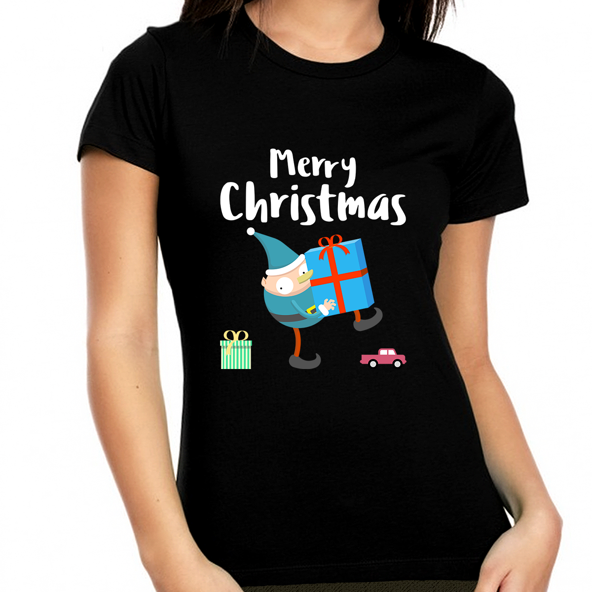 Funny Elf Christmas PJs Funny Christmas Shirts for Women Christmas T Shirt Womens Christmas Pajamas