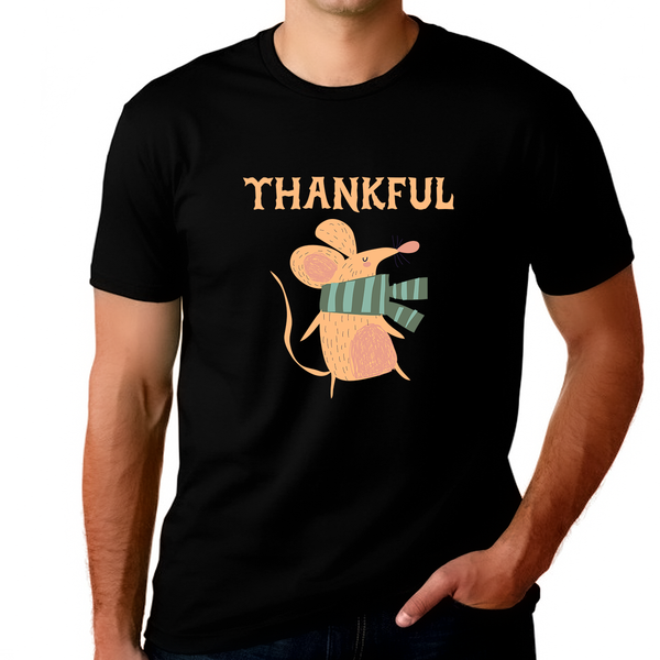 Mens Thanksgiving Shirt Mouse Shirt Mens Fall Shirts Plus Size Thankful Shirts for Men XL 2XL 3XL 4XL 5XL