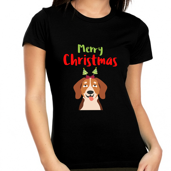 Funny Dog Christmas T Shirts for Women Christmas Shirts for Women Cute Christmas Dog Womens Christmas Shirt
