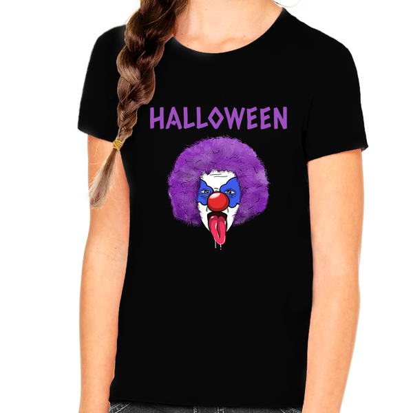 Crazy Purple Clown Halloween Tshirts Girls Halloween Tops Kids Halloween Clown Halloween Shirts for Girls