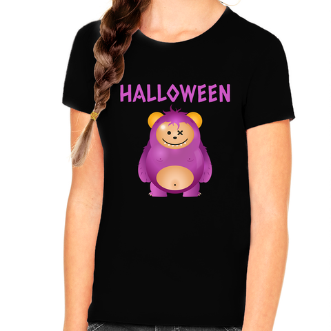 Funny Halloween Shirts for Girls Gifts Purple Monster Halloween Tshirts Girls Halloween Shirts for Kids