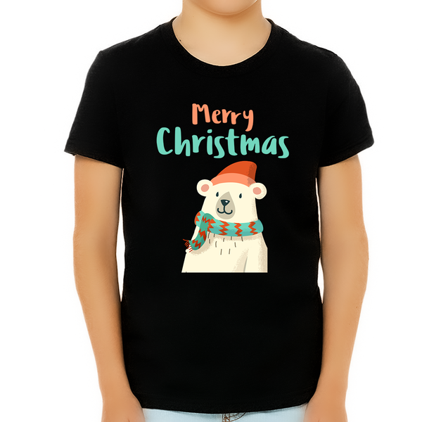 Cute Polar Bear Boys Christmas Tshirts Cute Kids Christmas Shirt for Boys Christmas T Shirts for Boys