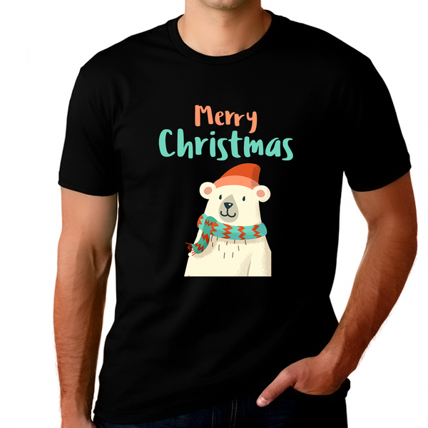 Funny Bear Big and Tall Christmas Tshirts Christmas Pajamas for Men Plus Size Christmas T Shirts for Men