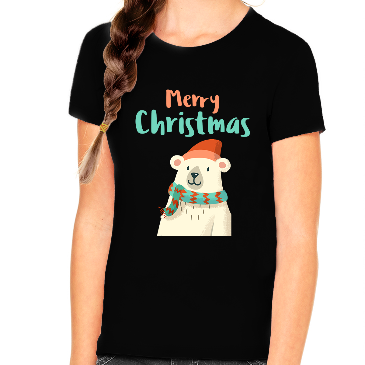 Cute Polar Bear Girls Christmas Tshirts Cute Kids Christmas Shirt for Girls Christmas T Shirts for Girls