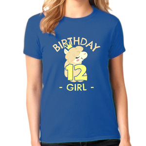 12th Birthday Shirt Girls Birthday Shirt Llama 12th Birthday Shirts for Girls Cute Birthday Girl Shirt