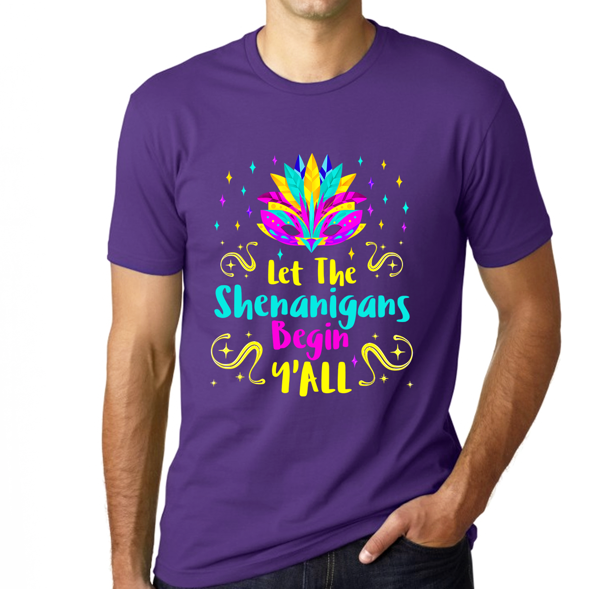 Funny Mardi Gras Shirts for Men Mardi Gras Outfit for Men Let The Shenanigans Begin Yall Shirt NOLA