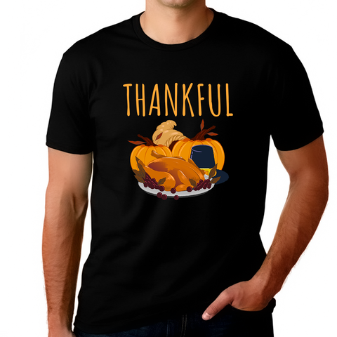 Mens Thanksgiving Shirt Pumpkin Shirt Mens Fall Shirts Plus Size Thankful Shirts for Men XL 2XL 3XL 4XL 5XL