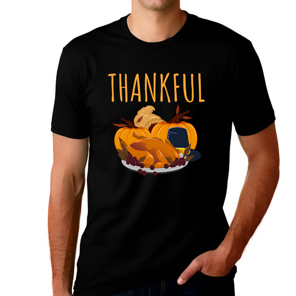 Mens Thanksgiving Shirt Funny Pumpkin Shirt Thanksgiving Outfit Mens Fall Shirts Thankful Shirts for Men