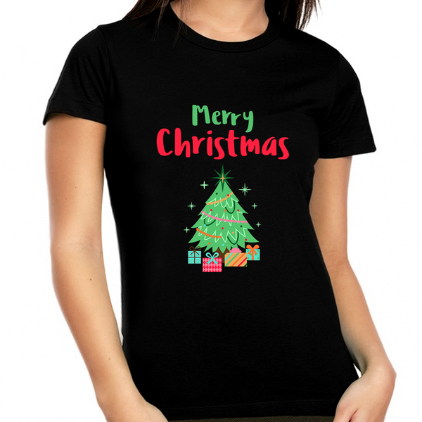 Cute Plus Size Christmas T Shirt Womens Christmas Pajamas for Women Plus Size Funny Christmas T-Shirt