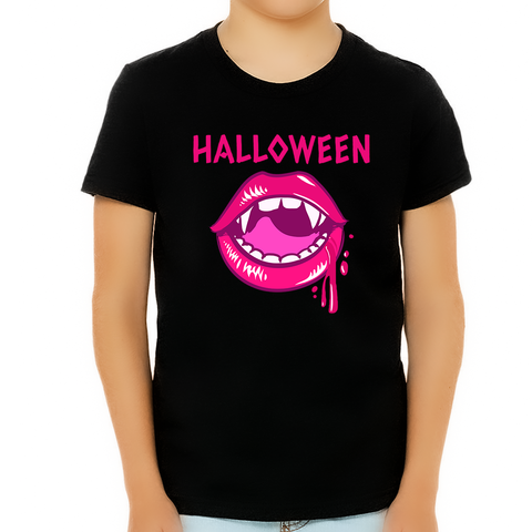 Pink Vampire Lips Kids Halloween Shirt Cute Halloween Shirts for Boys Halloween Shirts for Kids