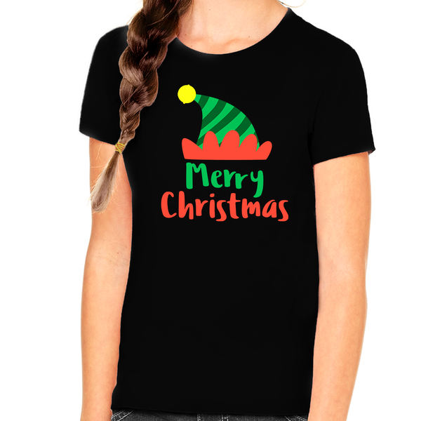 Funny Elf Hat Girls Christmas Shirt Funny Christmas Shirts for Girls Funny Kids Christmas Shirt