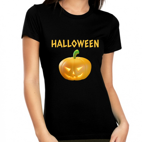 Pumpkin Halloween Shirts for Women Cute Pumpkin Womens Halloween Shirts Halloween Costumes for Women