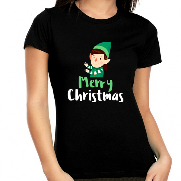 Cute Elf Christmas Tshirts Womens Christmas Pajamas Cute Christmas Shirts for Women Christmas Shirt