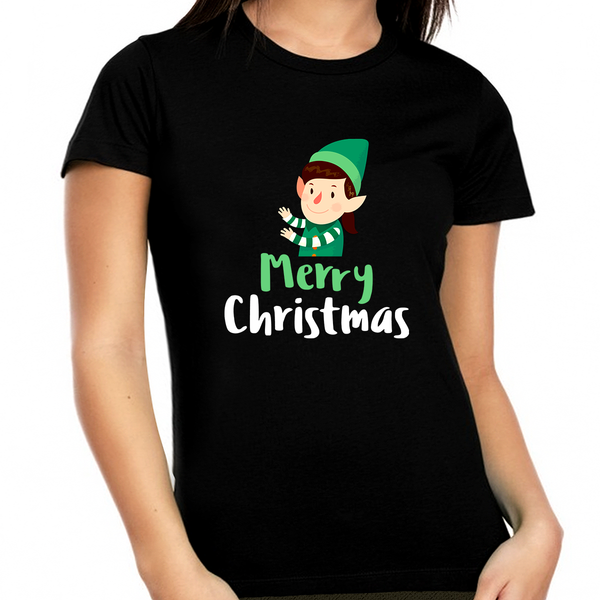 Cute Elf Christmas Tshirts Womens Christmas Pajamas Cute Plus Size Christmas Shirts for Women Plus Size