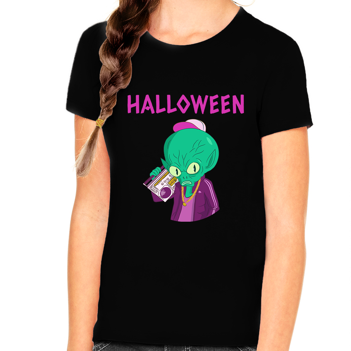 Boombox Alien Halloween Shirt Girls Funny Alien Halloween Tshirts Girls Halloween Shirts for Kids