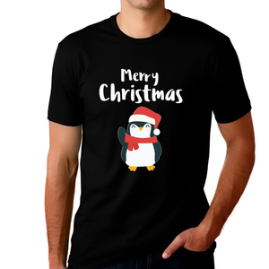 Santa Penguin Mens Christmas Shirts for Men Funny Christmas T Shirts for Men Funny Mens Christmas Gift