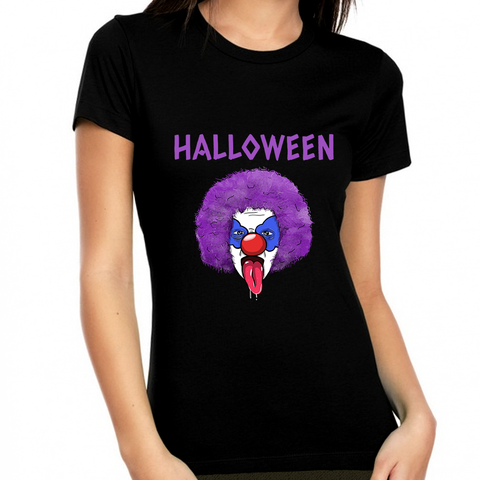 Purple Clown Halloween Tshirts Women Halloween Tops Clown Halloween Shirts for Women Halloween Gift for Her