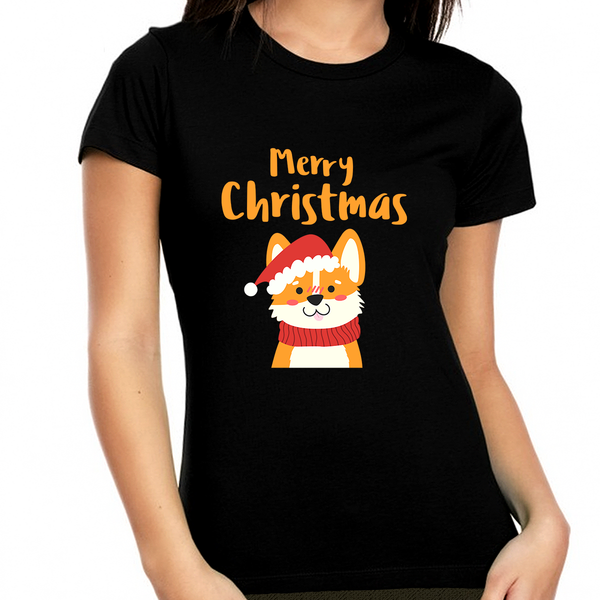 Funny Santa Dog Christmas Shirt Funny Christmas Shirts for Women Funny Christmas T-Shirt Christmas Gifts