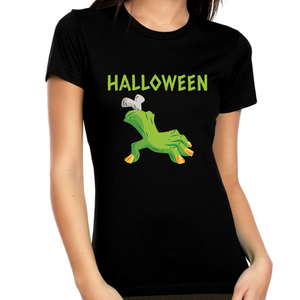 Green Hand Halloween Tshirts Women Funny Hand Womens Halloween Shirts Halloween Clothes for Women